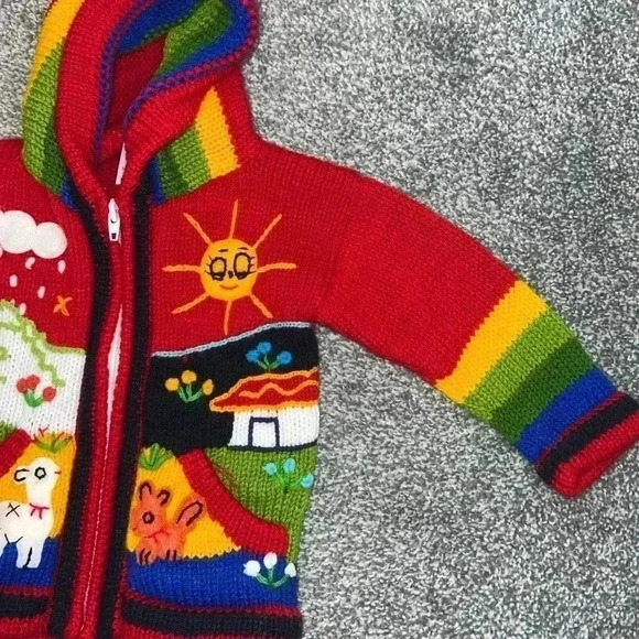 UNIQUE TARKA FUN SWEATER INFANT Peruvian Children's Wool Sweater - Picture 3 of 10
